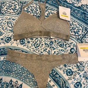 *SOLD* Calvin Klein bralette and thong set grey